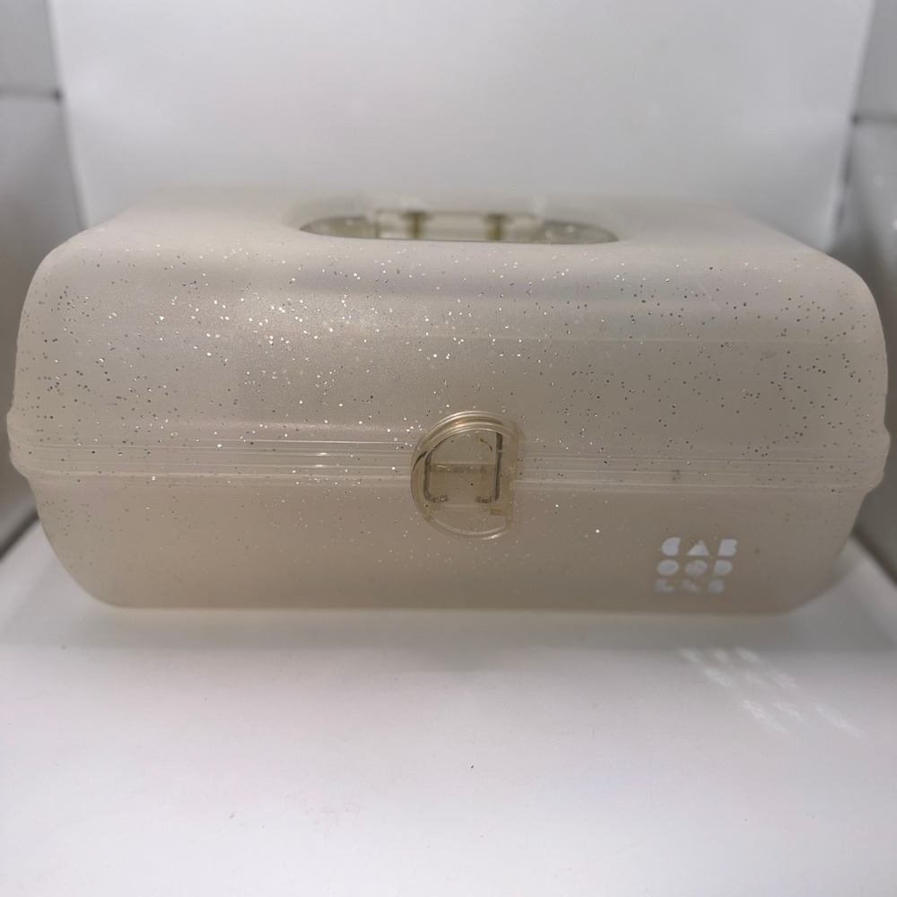Caboodles OS Clear Silver Glitter Makeup Organizer 80s 90s Y2K Retro Aesthetic